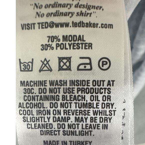 Ted Baker Men's Casual Button Up Long Sleeve Shirt Blue White Geometric Size 5 - Picture 10 of 10